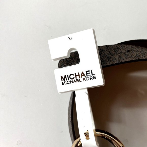 NWT Original MICHAEL KORS Signature Belt with Charm Logo Brand Buckle Brown Gold - Picture 5 of 6